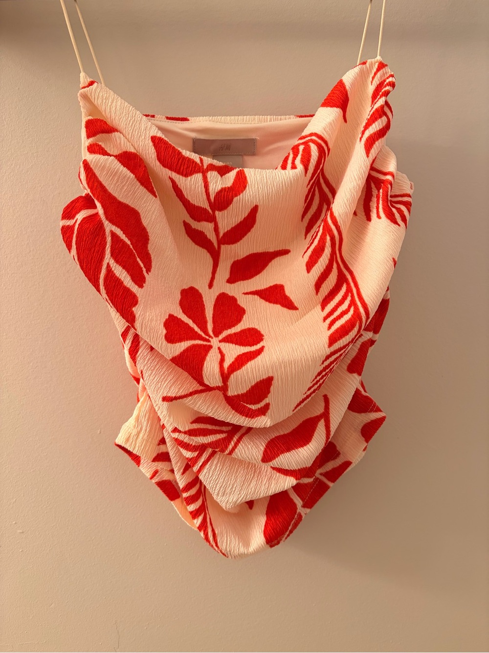 Cream and Red Floral Draped Tank
